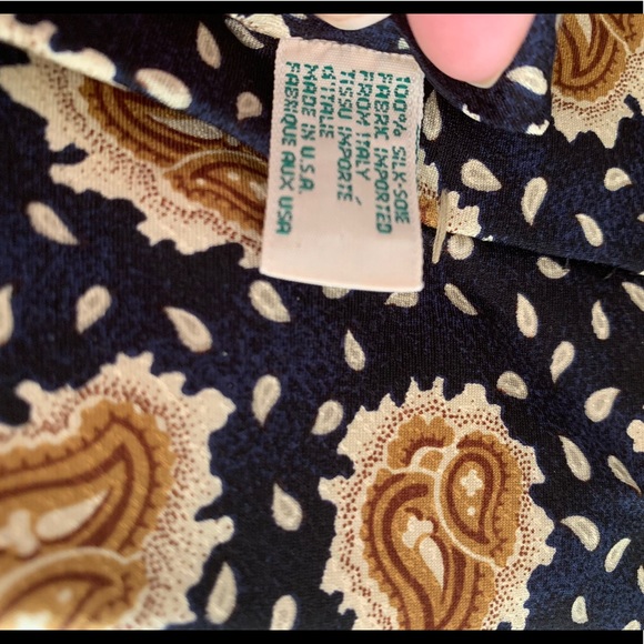 VINTAGE JOSEPH ABBOUND Tie Italian Silk Paisley Pattern Blue & Gold - Picture 5 of 6